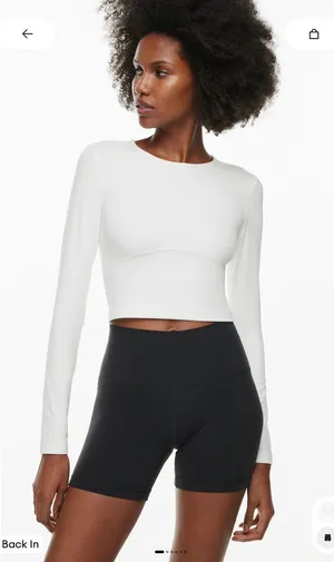 Cropped Butter Long Aritzia Crewneck Sleeve Shirt thumbnail 1