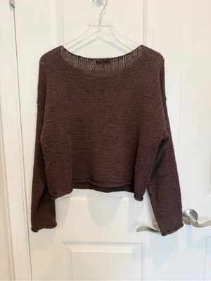 MADEWELL Boatneck Pullover Sweater Cocoa Brown size Small Lightweight Woven Knit thumbnail 5