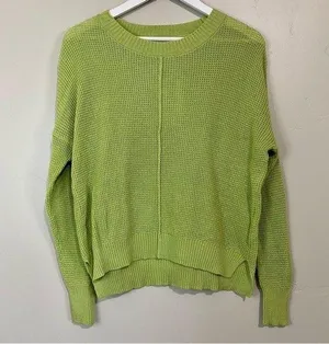 Sweet Romeo Women’s Waffle Knit Lightweight Pullover Sweater Green Size XS NWT thumbnail 1