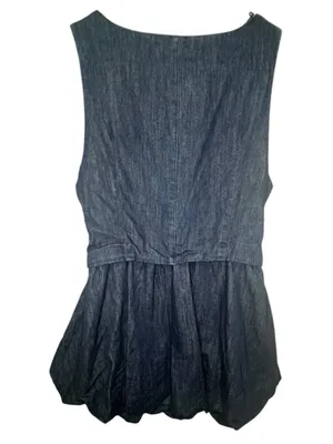 NWT Cider Dark Wash Denim Button Up Vest Mini Dress Bubble Skirt thumbnail 5