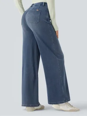 Halara Flex High Waisted Tummy Control Wide Leg Jeans Tide Blue XS New thumbnail 3