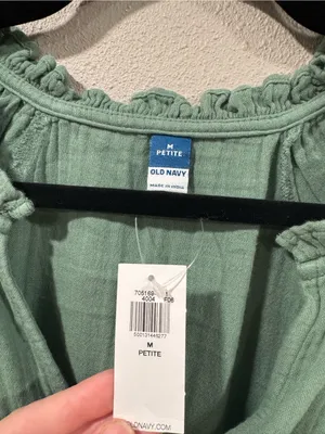 NWT Old Navy Green Solid Short Sleeve Ruffle Dress thumbnail 4