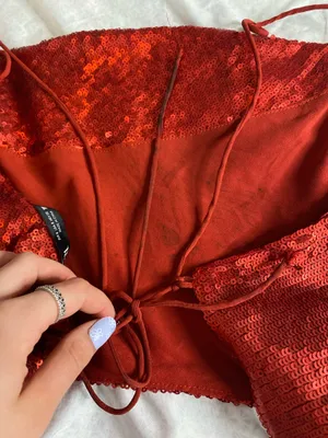 zara sequin red top  thumbnail 4