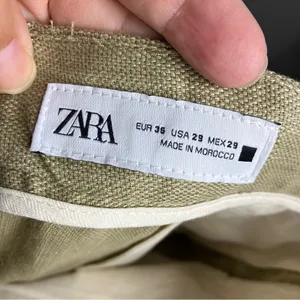 Zara cotton linen blend shorts green women’s size 29 new‎ without tags modern thumbnail 5