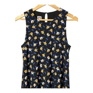 Anne Klein Trapeze Dress Small Black Floral Sleeveless Keyhole‎ Stretch Knit thumbnail 3