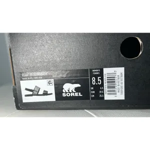 Sorel Ella III Slingback Sandals 8.5 Black Snake‎ Print Leather Buckle NIB thumbnail 8