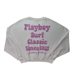 Playboy by PacSun White Surf Classic Hibiscus Floral Crewneck Sweatshirt Womens thumbnail 2
