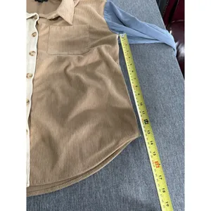 Tribal Colorblock Corduroy Button Down Shirt Sz S Country Shacket Fall thumbnail 7