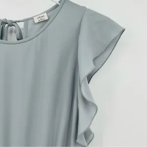 Aritzia Wilfred fleurette jumpsuit womens M ruffle sleeve cropped wide leg gray thumbnail 5