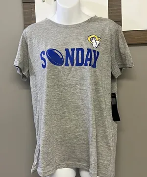 NFL LA Rams Sunday Football Women’s Short Sleeve Heather Gray T-Shirt- Large thumbnail 1