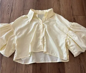 Butter yellow bubble sleeve top thumbnail 1
