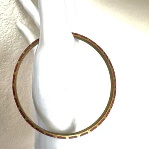 Red and gold tone brass bangle bracelet thumbnail 7
