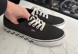 Like new black and checkered vans  thumbnail 1