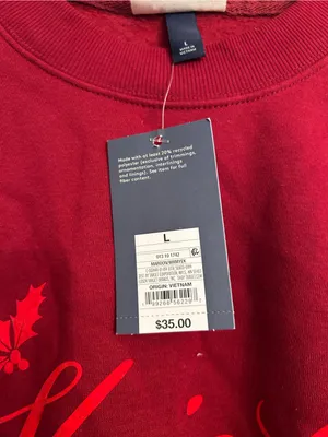 Universal Thread Red Crewneck Sweatshirt with 'Sleigh' Script large thumbnail 3