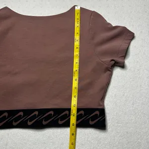 Nike Women’s Cropped Athletic Top Short Sleeve Brown Logo Hem thumbnail 6