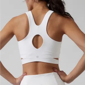 Athleta Conscious Cut Out Crop Top Crossover Sports Bra D-DD Cups in White thumbnail 2