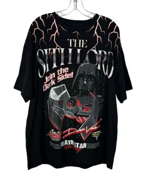 Star Wars Hybrid Apparel Black Darth Vader Sith Lord Lightening AOP Graphic Tee thumbnail 1