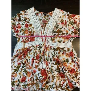 Torrid Cottagecore Babydoll Crochet Trim Top Women 2X Floral Lace Up Tassel Boho thumbnail 9