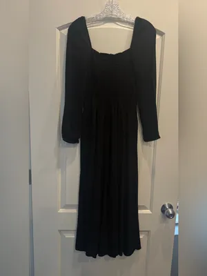 Reformation Mara women black long dress with sleeves size 6 thumbnail 2