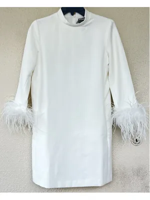 New Tuckernuck Women White Feather Cuff Shift Ellie Mini Dress S Wedding Bridal thumbnail 4