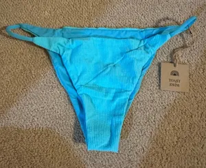 NWT Toast x Free People signature stitch bikini bottoms turquoise large thumbnail 1