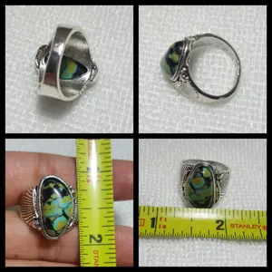 Vintage Tibet Silver Turquoise Ring size - 8 RGN thumbnail 4