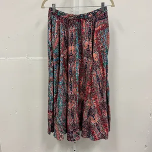 Appleseeds‎ Women's Boho Multicolor Paisley Midi Skirt Elastic Waist A13046 thumbnail 2