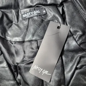Nasty Gal Collection Black Faux Leather Longline Trench Coat Jacket Women's‎ M thumbnail 7