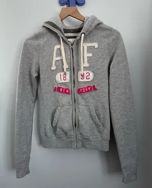 Abercrombie & Fitch Medium Full Zip Hoodie Classic Y2K 2000s Logo‎ Grey thumbnail 1
