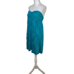FOX Racing Dress Y2k Tube Mini Turquoise Skull & Roses Floral Print, Size Large thumbnail 3