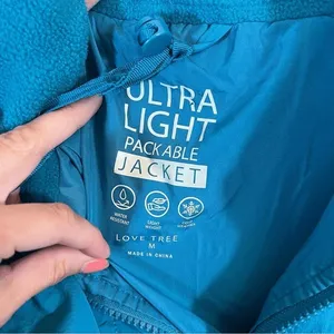 Love Tree Women's‎ Teal Blue Packable Lightweight Puffer Jacket Medium thumbnail 3