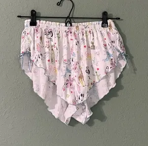 Parade Cheeky Flutter Satin Shorts Size XS White Multi Graphic Novelty Sleep thumbnail 1