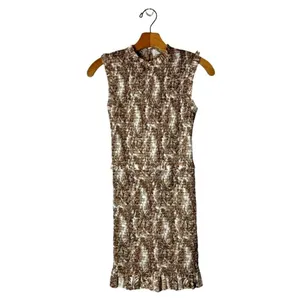 Bec + Bridge Brown And Ivory Cotton Smocked Toile Print Gloria Mini Dress Size 2 thumbnail 3