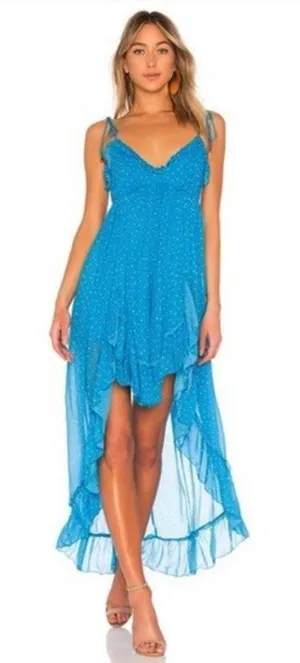 Karina Grimaldi Saralyn Sleeveless High Low Dress on Blue Floral Size XS thumbnail 1