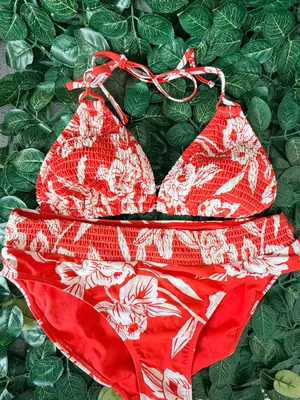 Women’s Red Floral One-Piece Swimsuit thumbnail 1