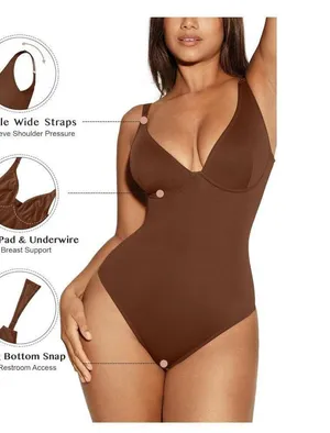 NEW Shapewear Bodysuits Tummy Control Body Shaper S Brown thumbnail 4