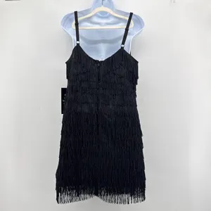 Tuckernuck‎ NWT Black Bristol Fringe Mini Dress Flapper Cocktail Party Large thumbnail 7