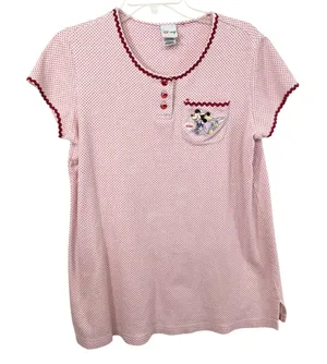 Disney Medium Nightgown Sleep Mickey Minnie Mouse Pink Heart Embroidered 761 thumbnail 1