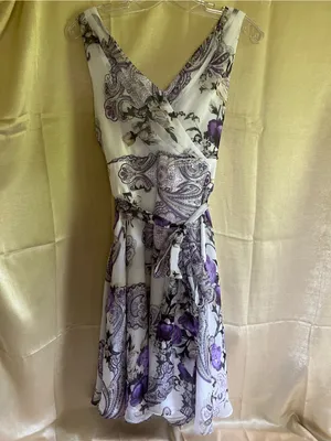 White House Black Market Chiffon A-Line Dress with Sash Tie Belt NWOT Never Worn thumbnail 11