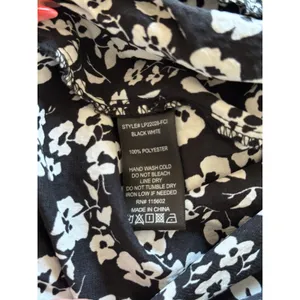 Lush Clothing Womens Wide Leg Pull On Casual‎ Pants Size Medium Black White Floral High Rise thumbnail 3