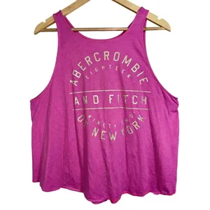 Abercrombie & Fitch Pink Cotton Gray Logo Graphic Swing Tank Top Womens Size L thumbnail 2