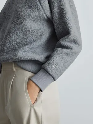 Everlane Women's Crewneck Sherpa Sweatshirt Blue Grey M thumbnail 4