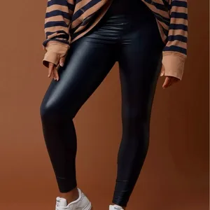 Offline by Aerie Womens M Real Luxe Black Hi-Rise Faux Leather‎ Leggings Stretch thumbnail 2