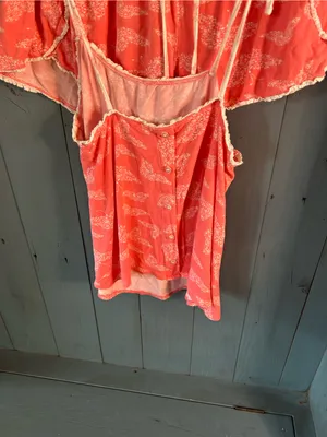 Jessica Simpson Coral Cami & Shorts Drawstring Waist w/ White Butterfly PJ Set L thumbnail 3