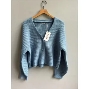 NA-KD Oversized Knitted Cardigan NWT Cozy Light Blue Chunky Sweater Size Small thumbnail 2