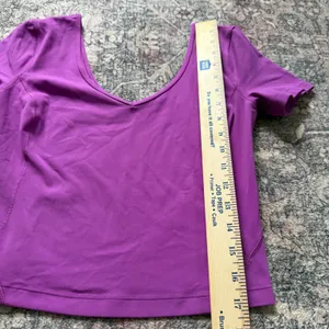 Lululemon Align T-Shirt Purple W3FGSS V-Neck Scoop Back Crop Top Slim Fit Size 4 thumbnail 6