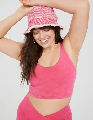OFFLINE By Aerie Real Me Low Key Longline Sports Bra Sz XL Fuchsia Pink Padded thumbnail 1