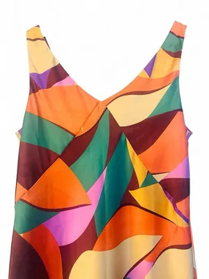 NWT Joie Bessia Satin Abstract Leaf Print V-Neck Slip Maxi Dress M thumbnail 3