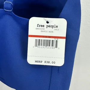 Free People Bralette Womens XS Longline Crop‎ Top Adjustable Straps Exotic Aqua thumbnail 3