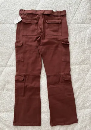 Belted Denim Cargo Jeans Brown thumbnail 5
